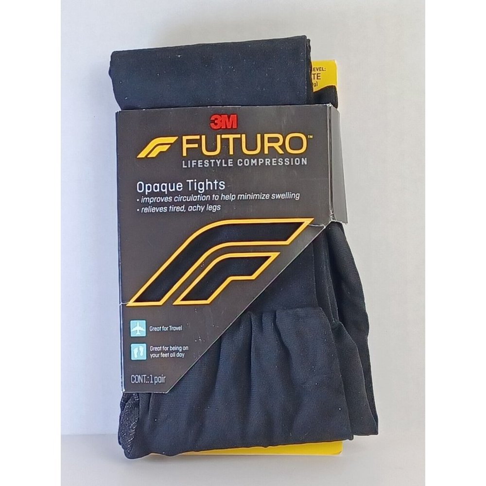 Furturo Lifestyle Black Compression 15-20-mm/hg Opaque Tights Sz. M